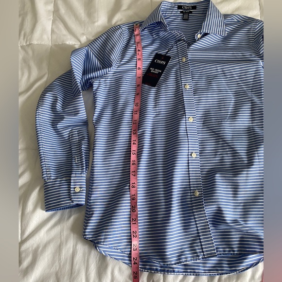 CHAPS no iron button down shirt, petite medium, slimming fit, striped (NWT) - Picture 11 of 15